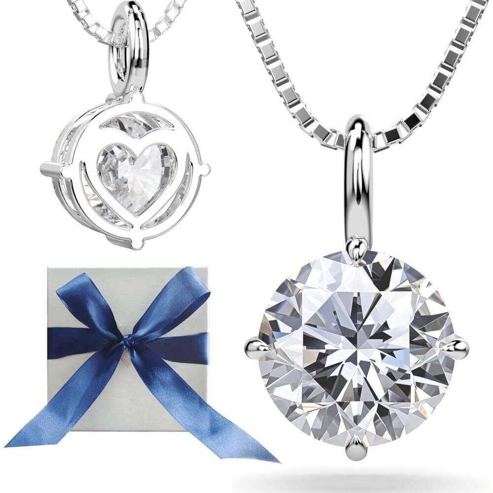 Moissanite Necklace For Women Sterling Silver Jewelry Lab Grown Gem Pendant For